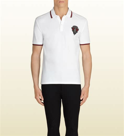 mens white gucci polo shirt|white Gucci polo shirts men.